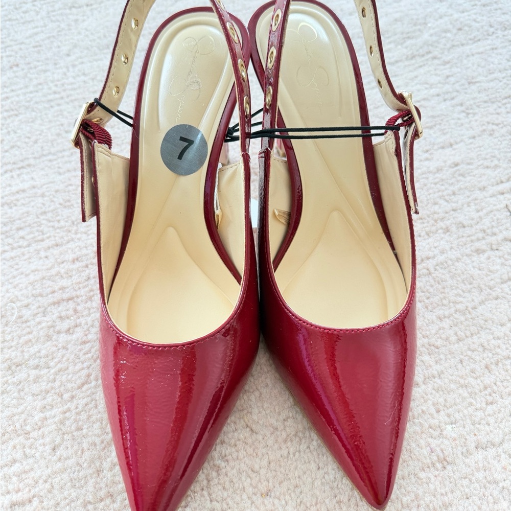 Jessica Simpson Elegant Red Women's Slingback Heels, size 7